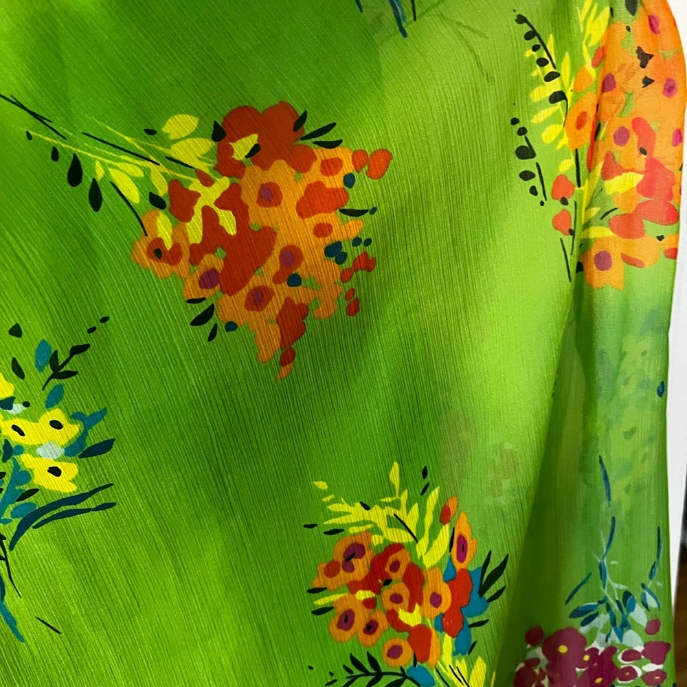 OLD NAVY Floral Sheer Fairy Maxi Dress Ethereal Coquette Y2K Babydoll Green XS P - Picture 4 of 6